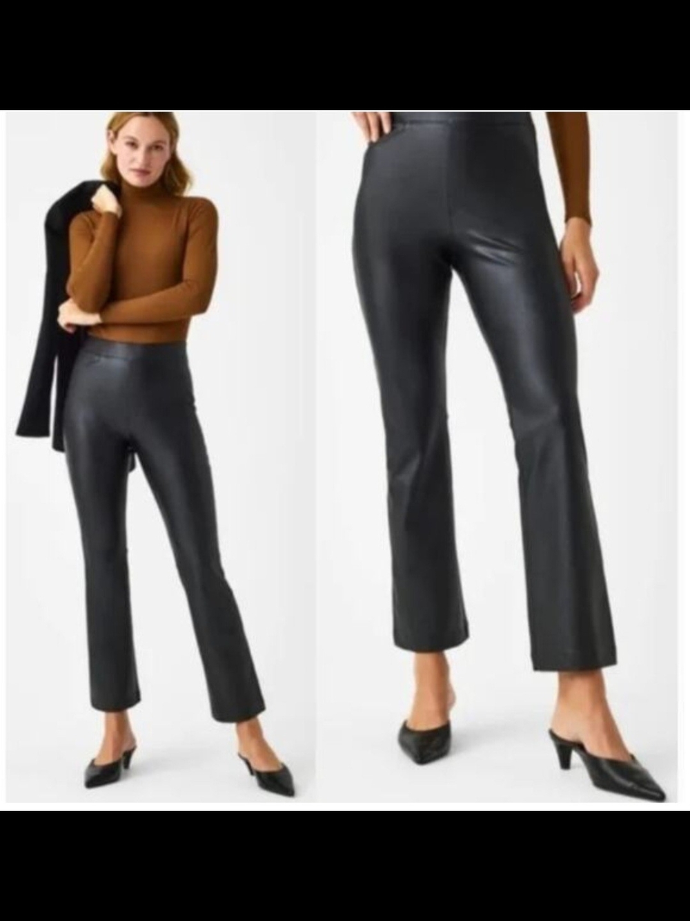 SPANX Faux-Leather Flare Crop Pants